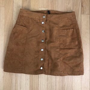 Suede Button Up Skirt